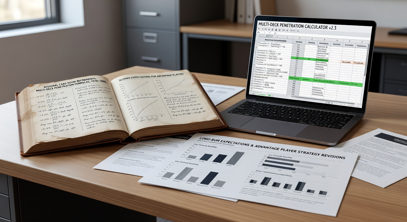 Historical ledger pages showing blackjack penetration data from regional card rooms