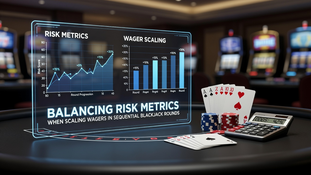 Blackjack table with chips and cards arranged for sequential play analysis