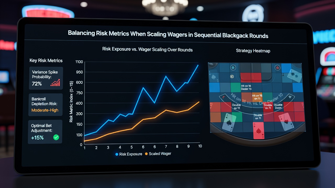 Graph showing bankroll fluctuation during scaled wager sequences in blackjack