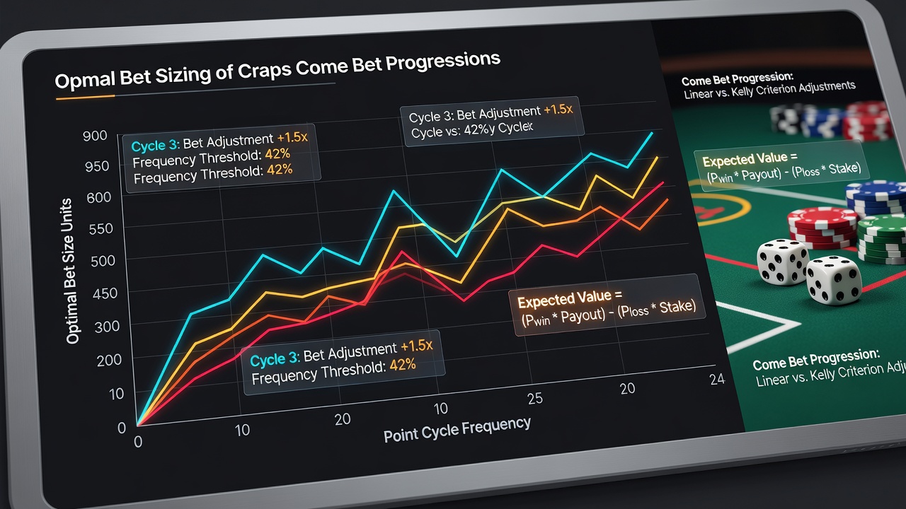 Diagram showing craps table layout with come bet zones and point cycle probability breakdowns