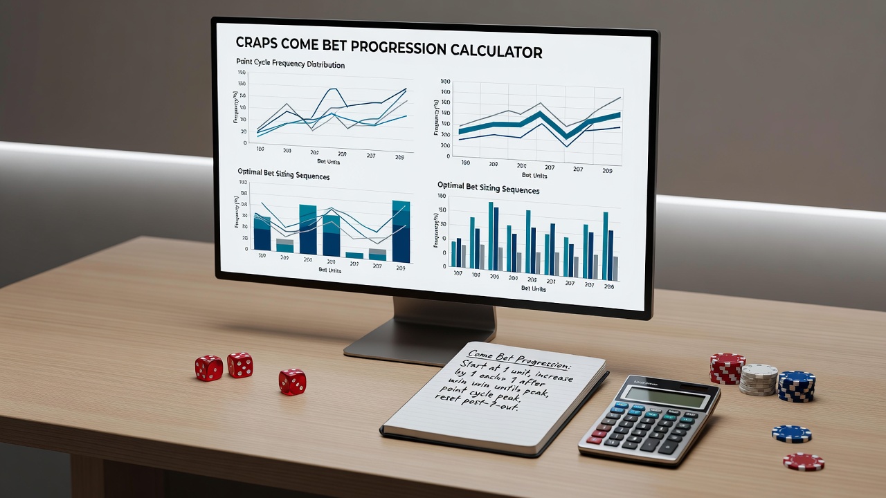 Chart displaying point cycle frequency tables alongside sample bet progression ladders for come wagers