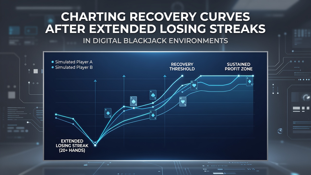Graph displaying simulated recovery curves after extended losing streaks in digital blackjack