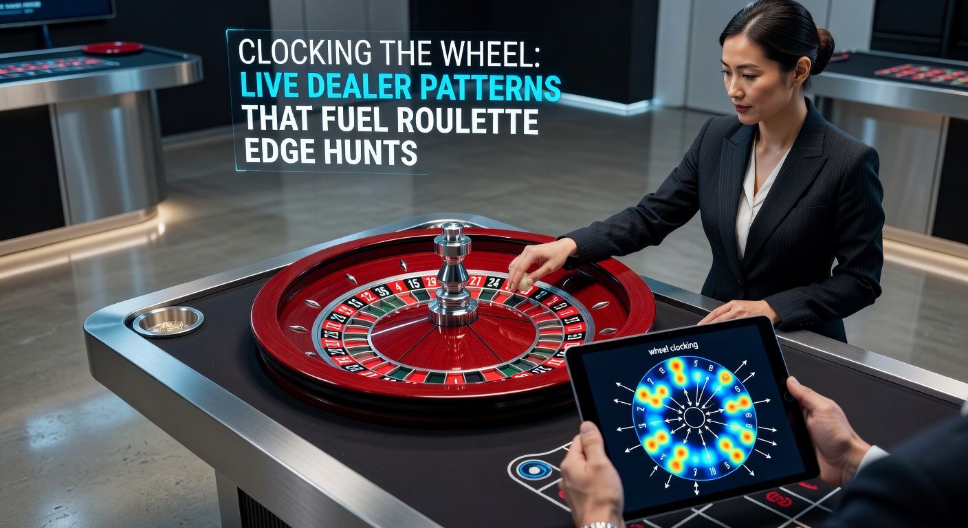 Live dealer at a roulette table mid-spin, with overlaid graphics showing tracked ball trajectory and sector biases