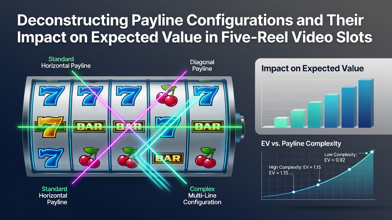 Diagram showing various payline configurations in five-reel video slots