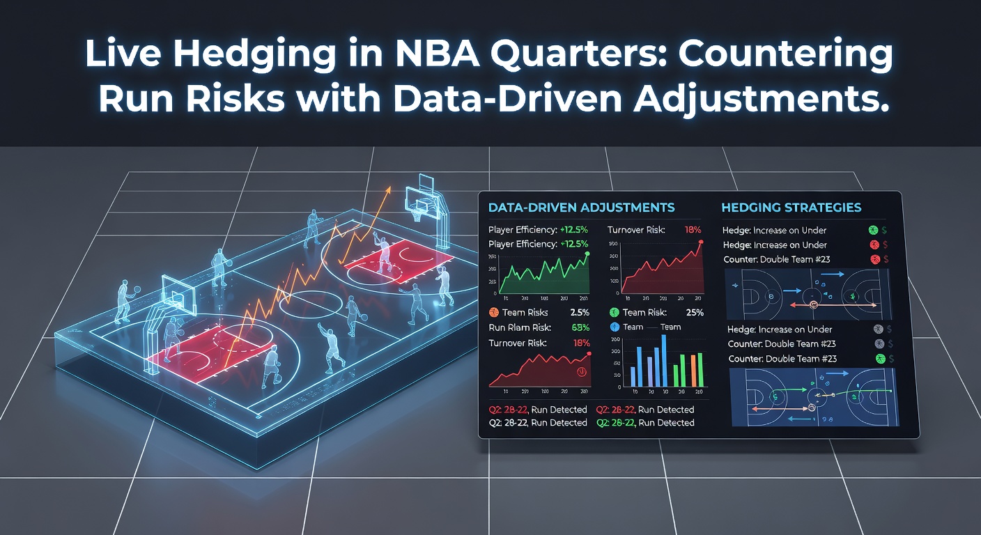 Graph showing NBA quarter scoring runs and hedging opportunities in live betting lines