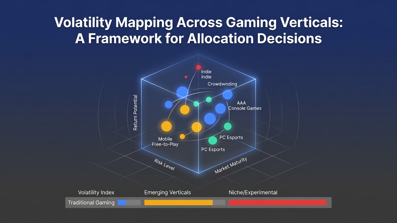Visual representation of volatility mapping across different gaming sectors including slots, table games and sports betting